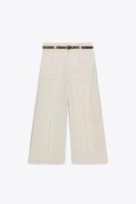 شلوار لینن زنانه زارا LINEN BLEND CULOTTES WITH BELT