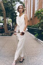 شلوار لینن زنانه زارا LINEN BLEND CULOTTES WITH BELT