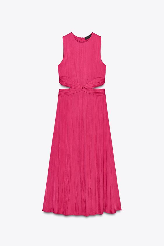 لباس میدی زنانه زارا CUT-OUT SATIN MIDI DRESS
