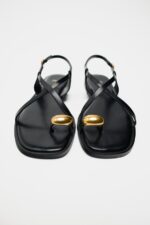صندل فلت زنانه زارا FLAT STRAP SANDALS WITH METAL ADORNMENT