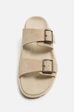 صندل مردانه زارا DOUBLE STRAP LEATHER SANDALS