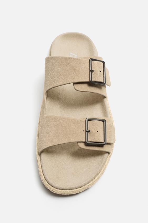 صندل مردانه زارا DOUBLE STRAP LEATHER SANDALS